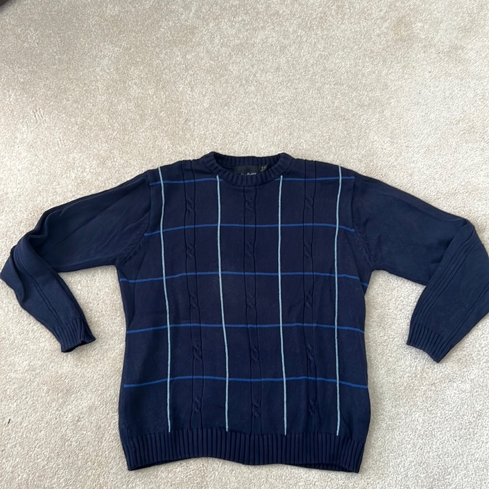 Mens Bill Blass Navy Crew Neck Sweater